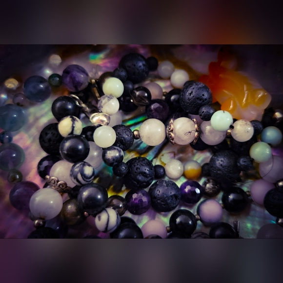 Three Mystery Handmade Real Crystal Bracelet - Round Stone Beads - Picture 2 of 7